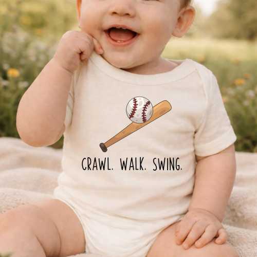 Crawl Walk Swing Baby ONESIES® Brand Bodysuit, Baseball Baby Outfit, Future Baseball Player Bodysuit, Baby Shower Gift, Sports Kids Clothes