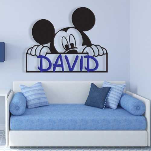 Custom Peek-A-Boo Name Sign – Mickey Mouse Inspired Metal Wall Art for Boys Room or Nursery – Personalized Disney Style Name Plaque
