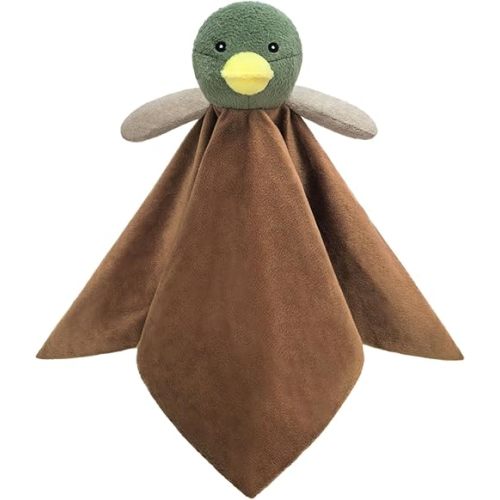 Baby Mallard Duck Soft Stuffed Animal Security Blanket, Green Duck Plush Character Lovey Blanket, Baby Shower/Nursery Gift, Newborn Infant Toddler Snuggle Blankie for Boys Girls, 14 Inches