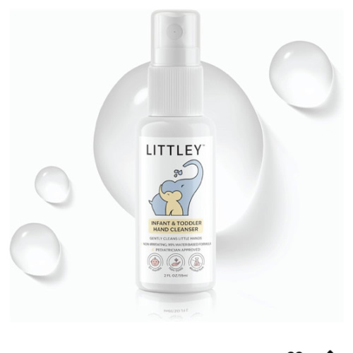 Littley Infant & Toddler Hand Cleanser with Hypochlorous Acid, Gently Cleans Dirt & Germs, Non-Toxic & Alcohol-Free, Safe for Sensitive Skin, 2oz Travel-Size Spray Bottle