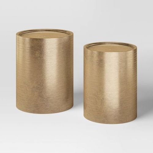 Manila Nesting Tables - Threshold™: Gold-Tone Metal, Hand-Carved, No Assembly Required