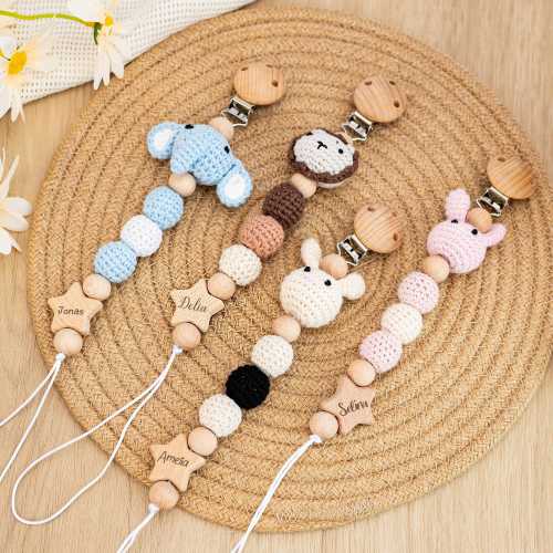 Personalized Pacifier Clip,Wooden Baby Dummy Chain,Dummy Clip,Soother Clip,Newborn Gift,Baby Shower Gift,Baby Boy and Girl Keepsake Gift