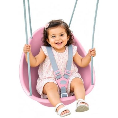 Swurfer Coconut Toddler Swing – Comfy Baby Swing Outdoor, 3- Point Adjustable Safety Harness, Secure, Safe Quick Click Locking System, Blister-Free Rope, Easy Installation, Ages 6-36 Months