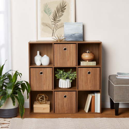 Mainstays 9 Cube Storage Organizer, Warm Walnut