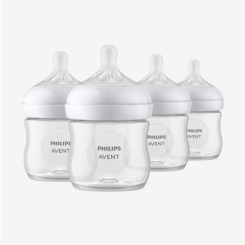 Philips Avent Natural Baby Bottles with Natural Response Nipples (Slow Flow, Flow 2), 4oz, 4-Pack, SCY900/04
