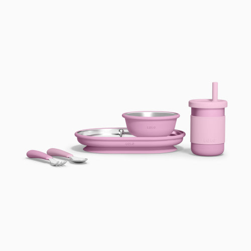 Lalo Stainless Mealtime Essentials - 5pc Set - Bubble Gum