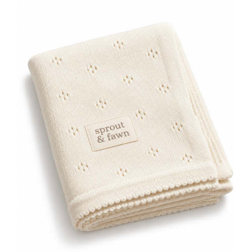 100 % Organic Cotton Heritage Baby Blanket - Ivory