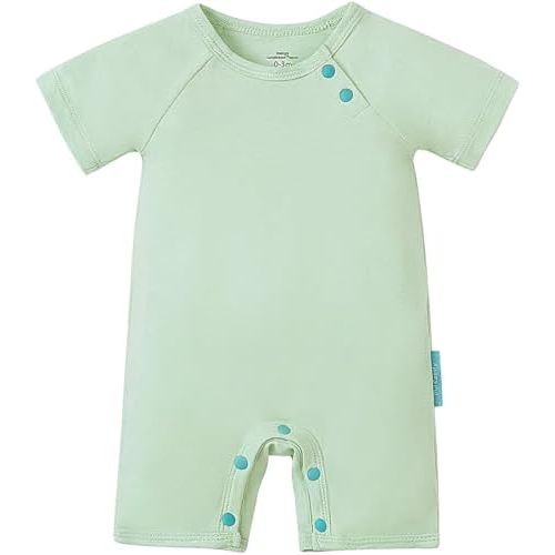 SuperSoft Short Sleeve Baby Romper, Unisex Bamboo Viscose One-piece Summer Pajamas, Boy Girl Footless Jumpsuit Snap Closure