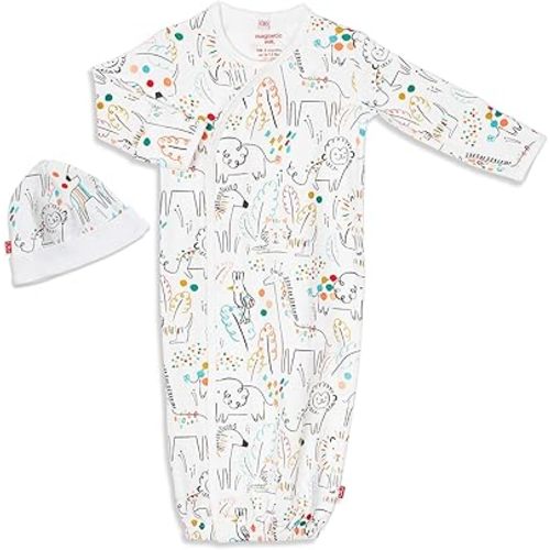 Magnetic Me Organic Cotton Newborn Sleeper Gown & Hat Set | Super Soft Organic Cotton Fabric Sleep Sack