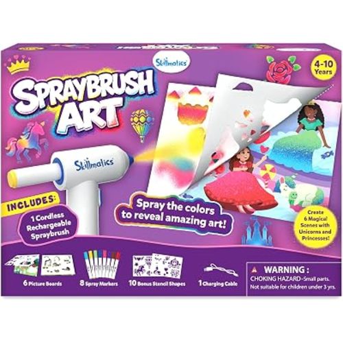Skillmatics Spraybrush Art – Magical Reveal Airbrush Craft Kit for Kids