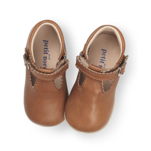 Baby Scallop T-bar - Cognac – Petit Nord