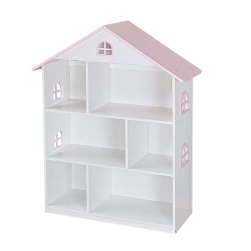 Wooden Dollhouse Bookshelf Kids Books Toys Storage Organizer Children Bedroom Educational Toy Wooden Dollhouse Bookshelf 3 Tier Bookcase Kids Books Toys Storage Organizer