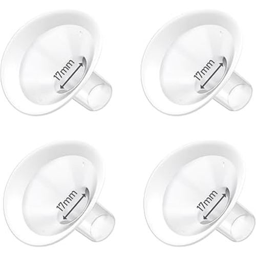 4pc 17mm Oval Flanges Shields Built-in Soft Edges Compatible with Medela/Lansionh Pumps, Replacement Parts for Pump in Style, Symphony, Swing Maxi, Harmony and Personalfit Flex Connector