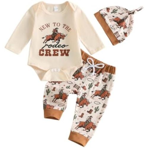 GOOCHEER Newborn Baby Boy Fall Clothes Long Sleeve Romper Pants Set