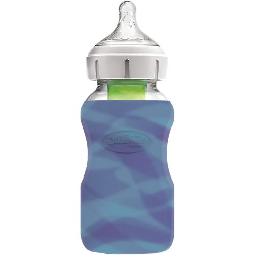 Dr. Brown's Options+ Wide-Neck Glass Bottle Sleeve, 100% Silicone, Glow-in-the-Dark, BPA-Free, 9 oz, 1-Pack