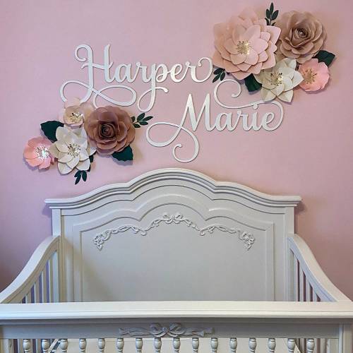 Custom Cutout Name Sign with First and Middle Names for Above a Bed or Crib - Multiple Font Options Available