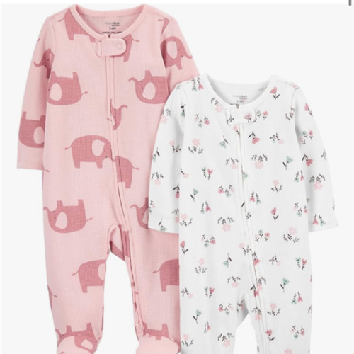 Simple Joys by Carter's baby-girls 2-way Zip Thermal Footed Sleep and Play, Pack of 2
