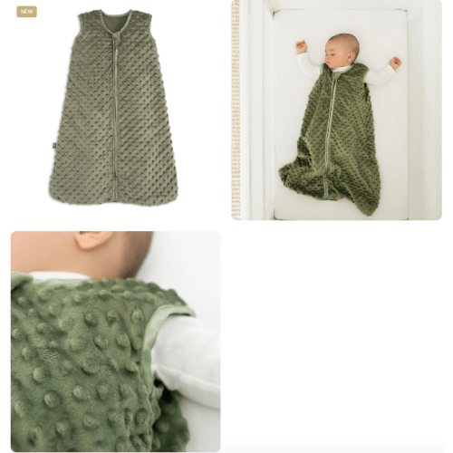 Olive Green Plushy Dot Velboa Wearable Baby Blanket | HALO