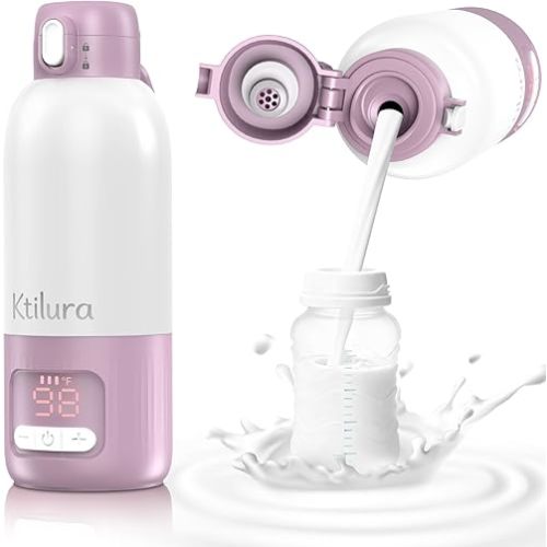 Portable Bottle Warmer for Travel,2Min Fast Heating,16000mAh Battery Baby Bottle Warmer for Breast Milk/Formula/Water,17 Oz Large Capacity Milk Warmer w/Sterilizer/Fast Charge/8-Temp Control