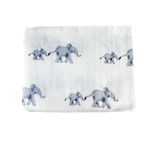 Organic Swaddle Blanket - Soft Muslin - Elephant