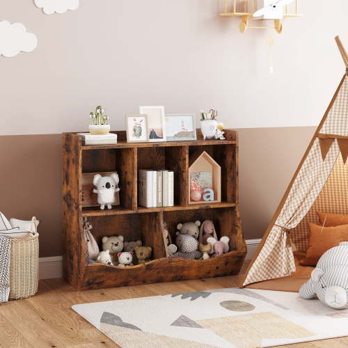 Toy Bookshelf and Bookcase, Multi Shelf with Cubby Organizer Cabinet for Storage Books and Toys, for Bedroom, Playroom, Hallway