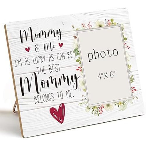 Mommy and Me Picture Frame - New Mom First Time Mom Gifts for Women, Mother Gift for Mother's Day Birthday Christmas, Wooden Photo Frame for Nursery Decor, Tabletop Wall Display (4x6 Inch Photo)