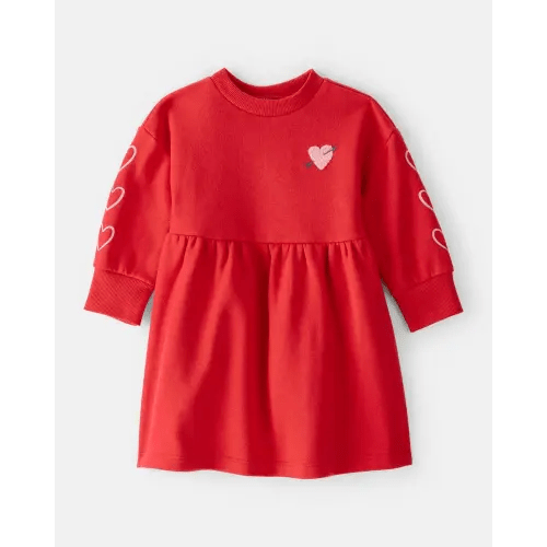 Baby Girl DayDream Fleece Heart Long-Sleeve Dress - Red | Carter's