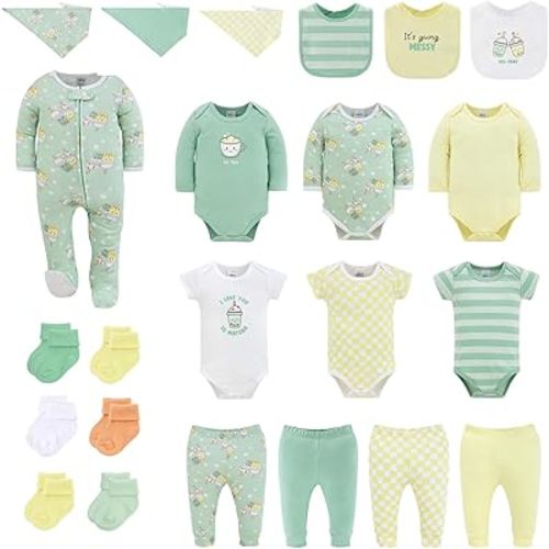 The Peanutshell 23-Piece Gender Neutral Baby Clothing Set, 100% Cotton, Newborn Essentials Must Haves, Cu-Tea