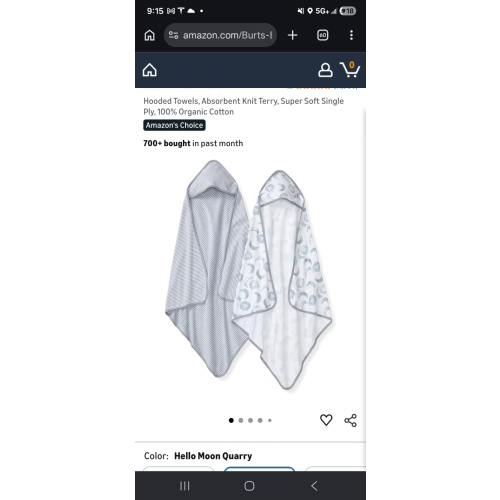 Hooded Towels, Absorbent Knit Terry, Super Soft Single Ply, 100% Organic Cotton