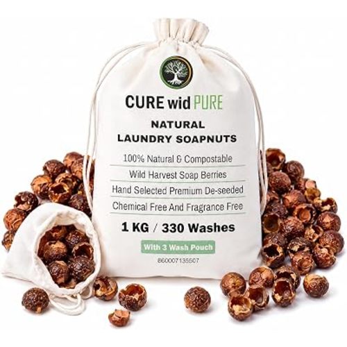 Cure Wid Pure Organic Deseeded Soap Nuts 2.2Lb/35.2oz 360 Loads 3 Wash Bags