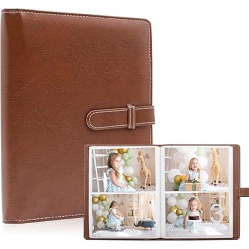 Photo Albums 4x6 Pictures – 152 Pockets Vegan Leather Cover Memory Album Book, Suitable for Family Wedding Boys Girls and Babies Storage (Brown)