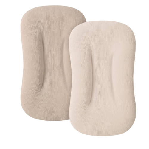 Muslin Baby Cover for Newborn, Soft and Breathable 100% Cotton Lounger Slipcover Neutral, Pack of 2(Clay)