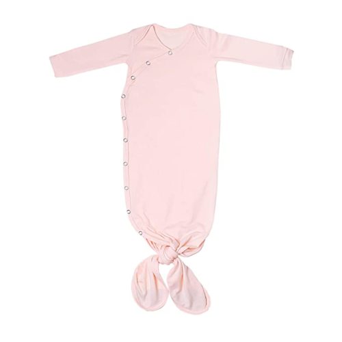 Copper Pearl Baby Gown - Knotted Newborn Sleepers for Baby Girl, Soft Stretchy Long Sleeve Infant Gowns with Bottom Tie and Hand Mittens, Perfect Hospital Coming Home Outfit (Blush)