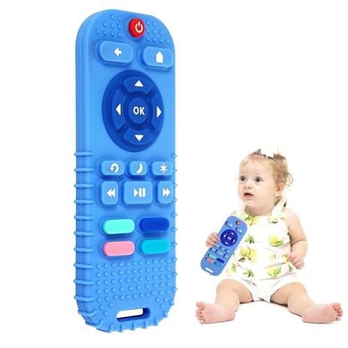 Hooku 2 Pack Silicone Teething Toys for Babies 0-6 Months, Teethers for Babies 6-12 Months, Remote Teether for Baby, Sensory Toys for Babies, Baby Chew Toys KLW8808
