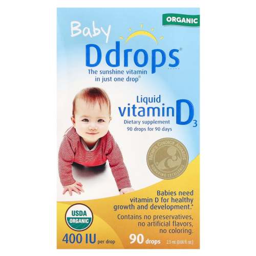 Ddrops, Baby, Organic Liquid Vitamin D3, 10 mcg (400 IU), 90 Drops, 0. – Vitacost