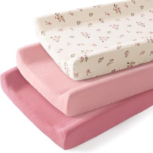 Eterish 3 Pack Muslin Changing Pad Cover, Standard 32"x16" Fit