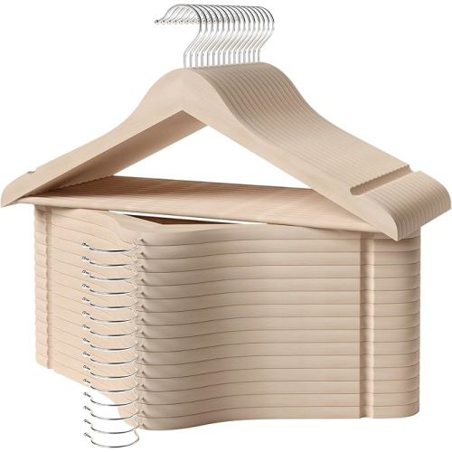 StorageWorks Baby Hangers 20 Pack, Maple Wood Clothes Organizer for Toddler, Kids Wooden Hanger with Pant Bar for Closet, Natural Maple Wood Color