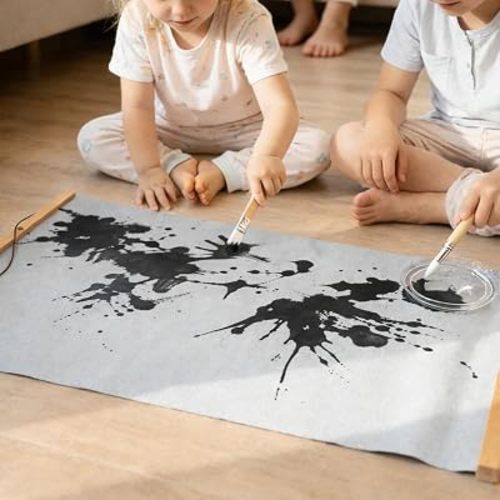 2 Pieces Kids Magic Water Drawing Poster, Reusable Mess-Free Water Doodle Mat with Teak Wood Frame, Large Water Painting Cloths Included, Educational Art Toy Gift for Toddlers Boys & Girls