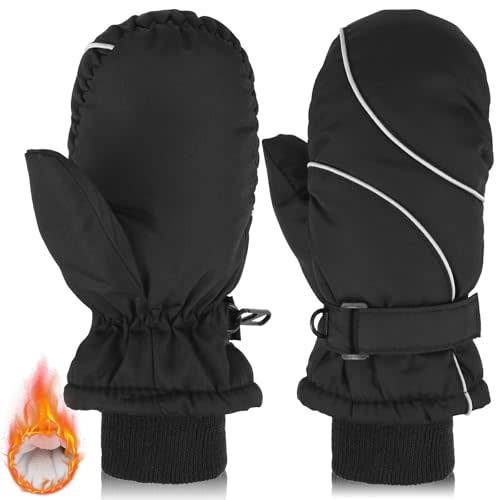 MENOLY Toddlers Kids Winter Waterproof Windproof Mitten Gloves for Outdoors Sports Cold Weather Mittens for Little Girls Boys