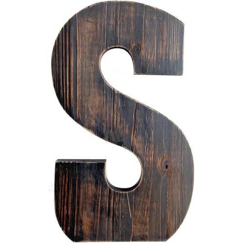 ABELOTS Big Letter Wall Art for Living Room, Bathroom, Bedroom, and Home Decor, Rustic Farmhouse Lettering for Family Last Names, Large Decorative Wood, 14” x 10” (Big S)