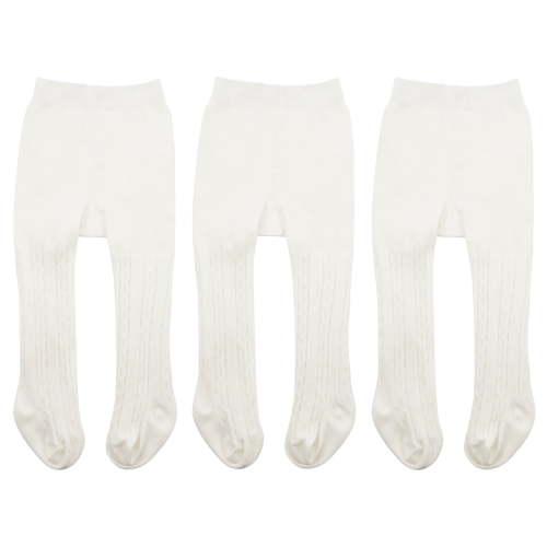 American Trends Toddler Cotton Tights Cable Knitted Stockings Girl Seamless Infant Girl Tights Non-slip Girls Leggings 3 Pack White S