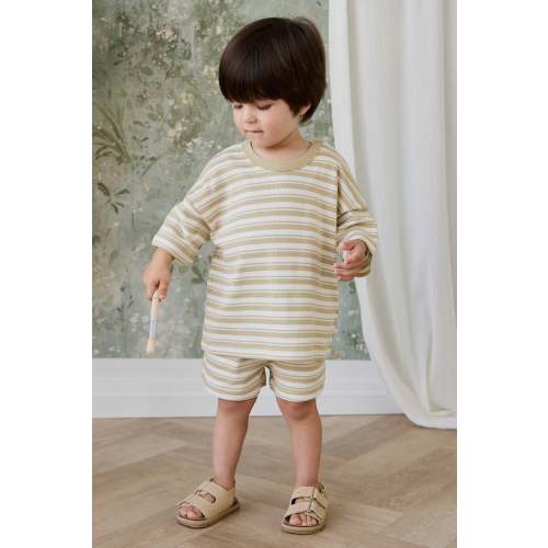 Pima Cotton Wesley Short - Double Stripe Hay/Cloud – Jamie Kay USA