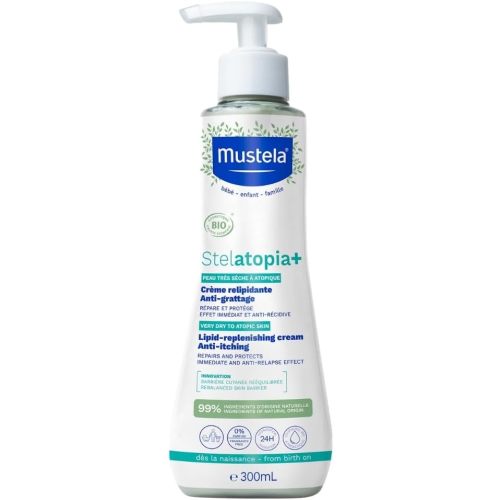 Mustela Stelatopia+ Lipid-replenishing Cream for Eczema-prone skin with Organic Sunflower Oil Distillate, Prebiotic Bioecolia and Avocado Perseose - 300ml | Long Lasting Hydration, Soothes and Moisturises | Baby, Infant, Adult | Tested by Dermatologists a