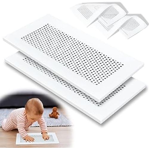 Orzbow Baby Proofing Soft Silicone Vent Cover for Home Wall/Ceiling/Floor Register of Width 5.3" to 5.9", Length 11.3" to 11.9", Child Proof Floor Air Vent Deflector Cover, Easy Install, White, 2 Pack