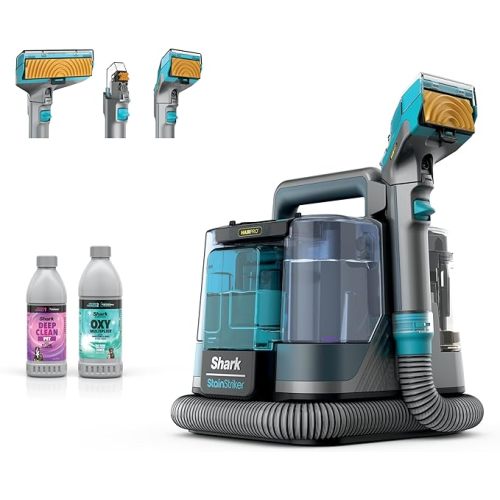Shark StainStriker HairPro Portable Carpet, Upholstery & Area Rug Cleaner, Stain, Hair & Odor Remover, 3 Tools & dual activated Solution, Teal, PX253BRN