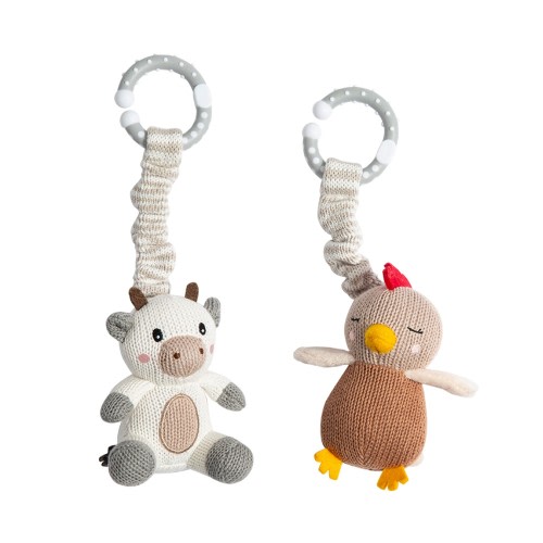 Living Textiles Stroller Toys Cow & Chicken 2 Pack