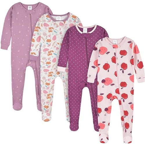 Gerber Baby Girls Baby-girls 4-pack Footed Pajamas