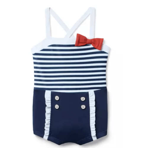 Retro Stripe Bow Swimsuit