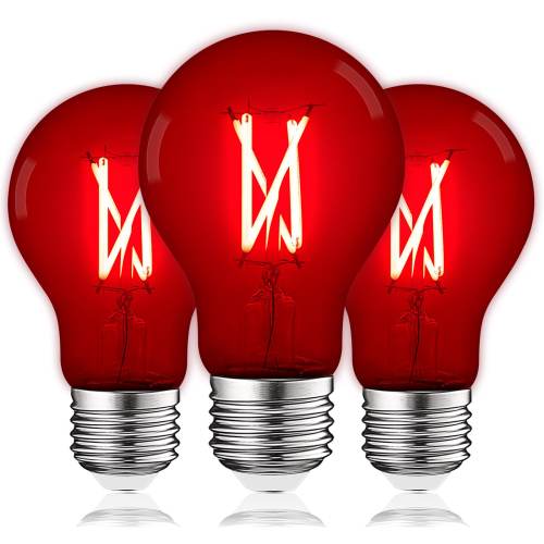 Luxrite 60 -Watt EQ A19 Red Medium screw base E26 LED Decorative Light Bulb 3 -Pack