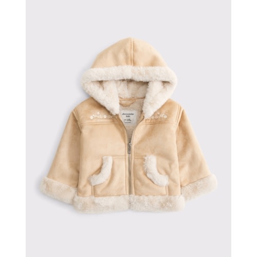 toddler vegan suede and shearling jacket
